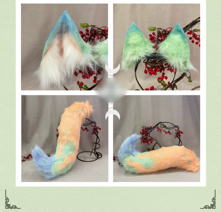 狼オオカミ　動物コスプレ　ヘアバンド/充填式電動ヘアバンド獣耳　マグネット・リボンテール/リモコン付き電動式獣尾　萌え　ふわふわ　ケモ耳　ケモシッポ　アニマル変装　高品質　手作り　イベント/ハロウイン/コスプレ小物-3
