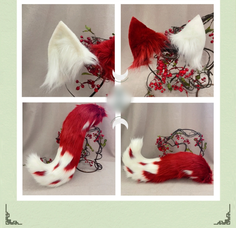 狼オオカミ　動物コスプレ　ヘアバンド/充填式電動ヘアバンド獣耳　マグネット・リボンテール/リモコン付き電動式獣尾　萌え　ふわふわ　ケモ耳　ケモシッポ　アニマル変装　高品質　手作り　イベント/ハロウイン/コスプレ小物-7