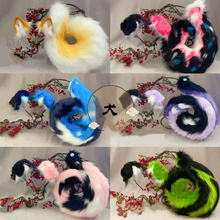 犬イヌ　動物コスプレ　ヘアバンド/充填式電動ヘアバンド獣耳　マグネット・リボンテール　萌え　ふわふわ　ケモ耳　ケモシッポ　アニマル変装　高品質　手作り　イベント/ハロウイン/コスプレ小物-1