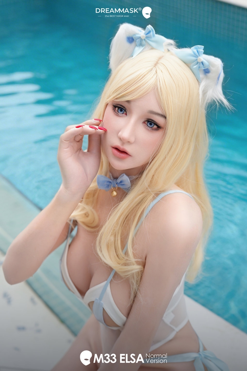 美少女フェイス　M33エルーサ　ノーマルメイク付き　リアル口腔構造が選択可能　瞳付　シリコン製フィメールマスク　フルヘッドマスク-1