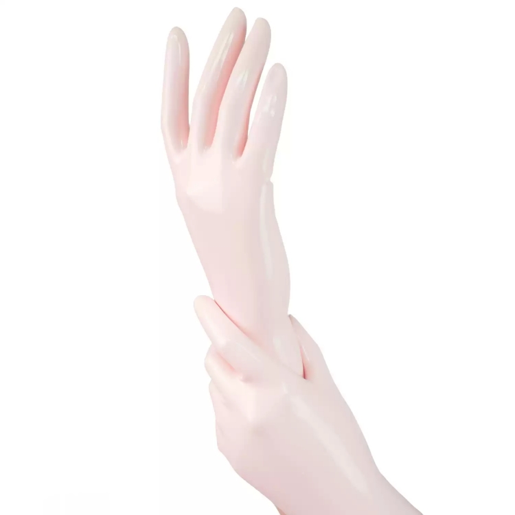肌白色　ラテックス手袋　全長29cm-2