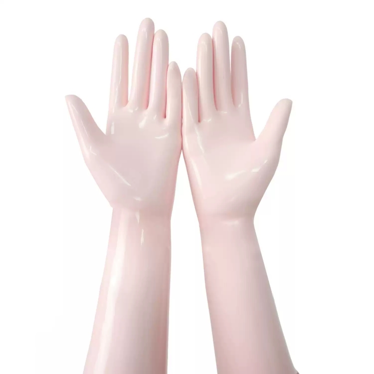 肌白色　ラテックス手袋　全長29cm-3