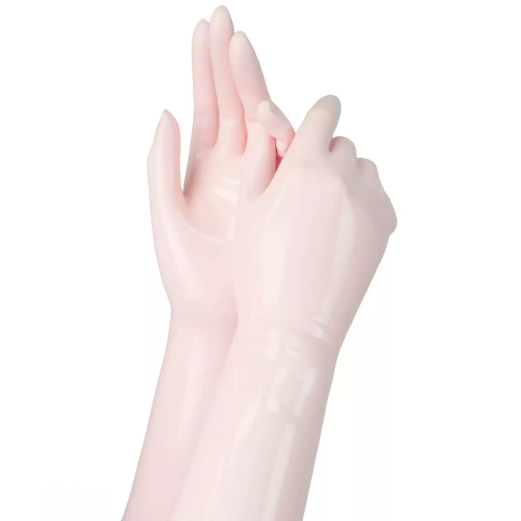 肌白色　ラテックス手袋　全長29cm-4