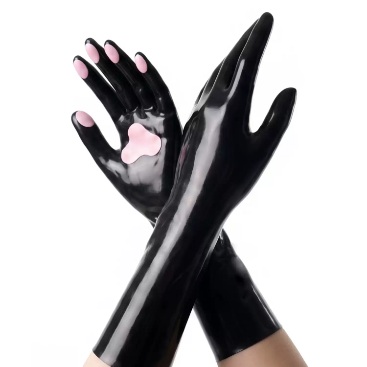 ブラック＆ピンク　手袋　猫の爪　FA012　ラテックス厚さ0.4mm-1