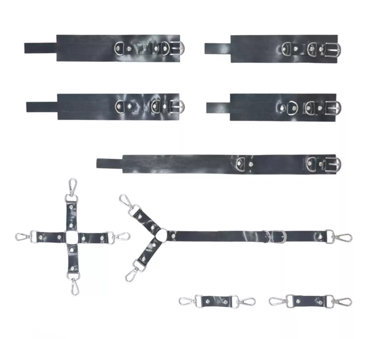 首＆手首&足首用ベルトセット　KD001　ブラック　ラテックス製　厚さ1.0mm　サイズオーダーメイド-6
