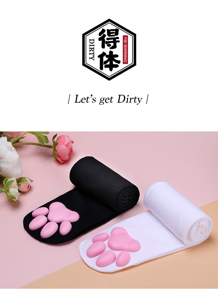 可愛い　ネコ爪　ソックス　3D肉球付き　長さ60cm-1
