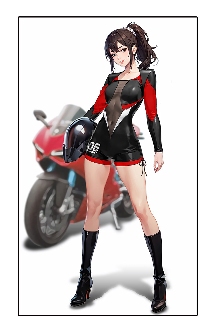 レッド＆ブラック　長袖つなぎ　コスプレ衣装-3