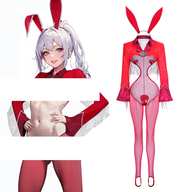 レッド　バニーガール　セクシーコスチュームセット　コスプレ衣装　アニメ　二次元-1