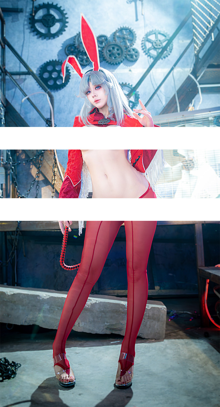 レッド　バニーガール　セクシーコスチュームセット　コスプレ衣装　アニメ　二次元-3