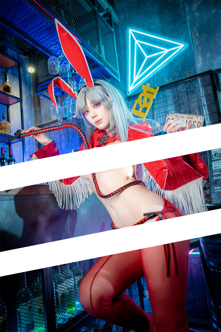 レッド　バニーガール　セクシーコスチュームセット　コスプレ衣装　アニメ　二次元-4