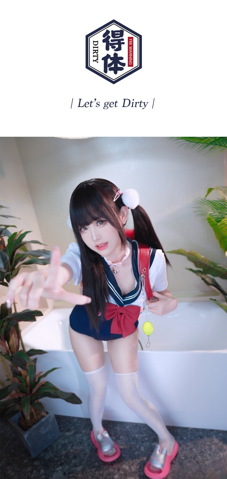 かわいいセーラー水着　セーラートップス＆水着セット-1