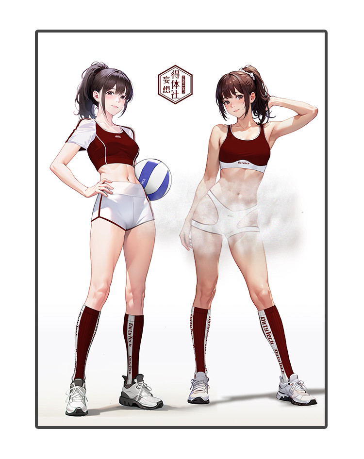 レッド＆ホワイト　ストリングタンクトップ体操服　トップス＆パンツ＆ソックスセット-7