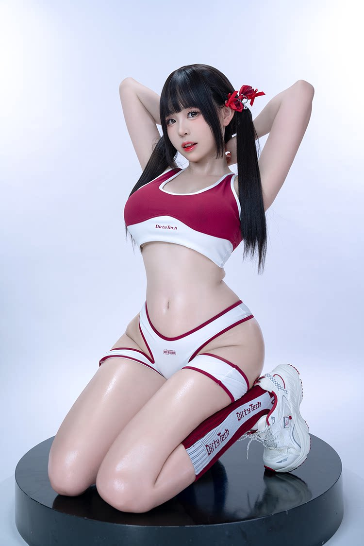 レッド＆ホワイト　ストリングタンクトップ体操服　トップス＆パンツ＆ソックスセット-11