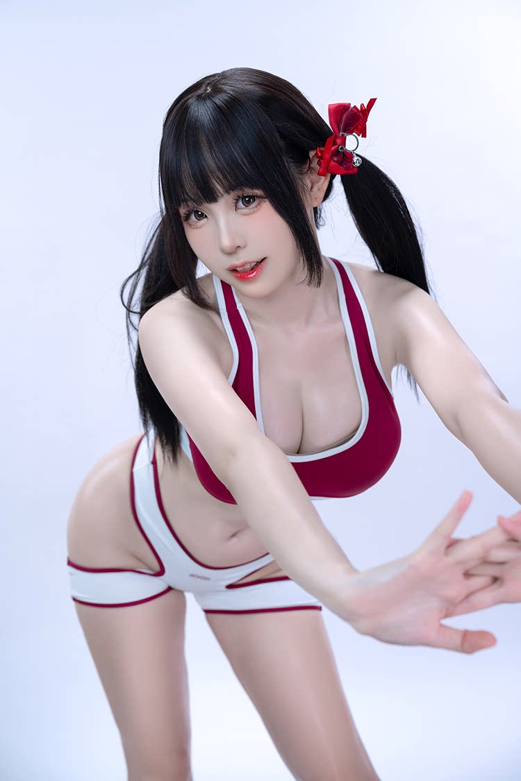 レッド＆ホワイト　ストリングタンクトップ体操服　トップス＆パンツ＆ソックスセット-12