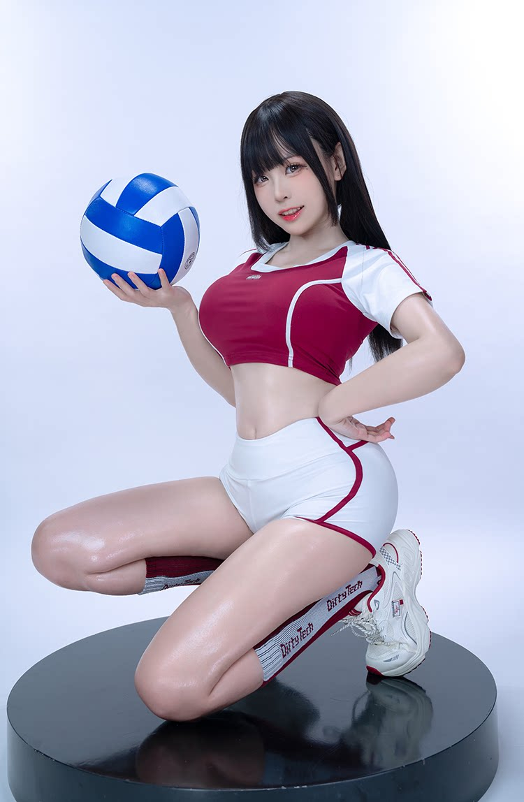 レッド＆ホワイト　半袖　体操服　トップス＆パンツ＆ソックスセット　コスプレ衣装-10