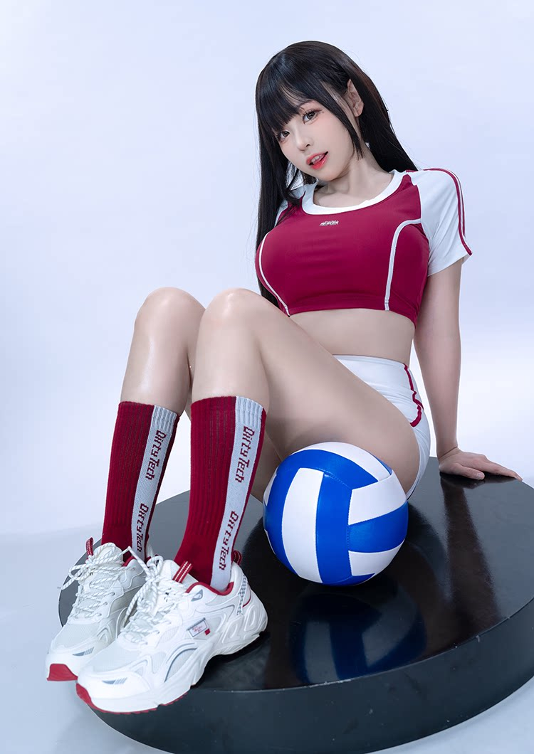 レッド＆ホワイト　半袖　体操服　トップス＆パンツ＆ソックスセット　コスプレ衣装-11
