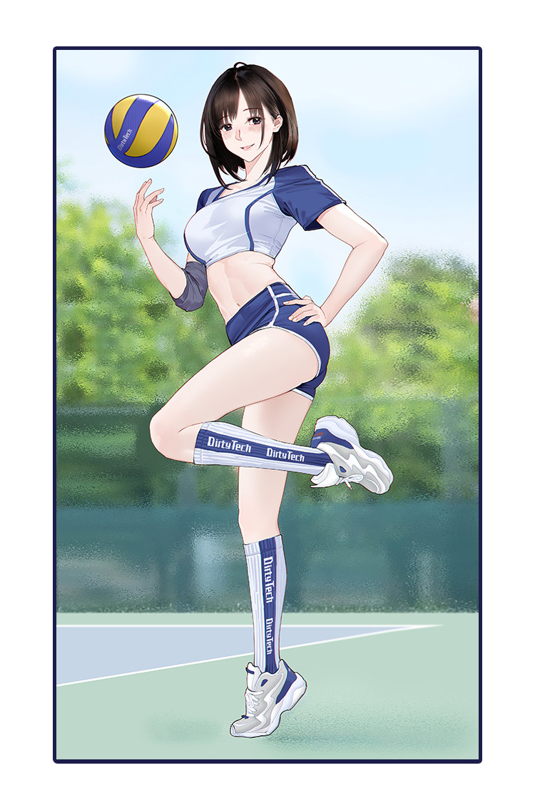 レッド/ブルー　ショート丈の体操服　トップス＆パンツ＆ソックスセット-10