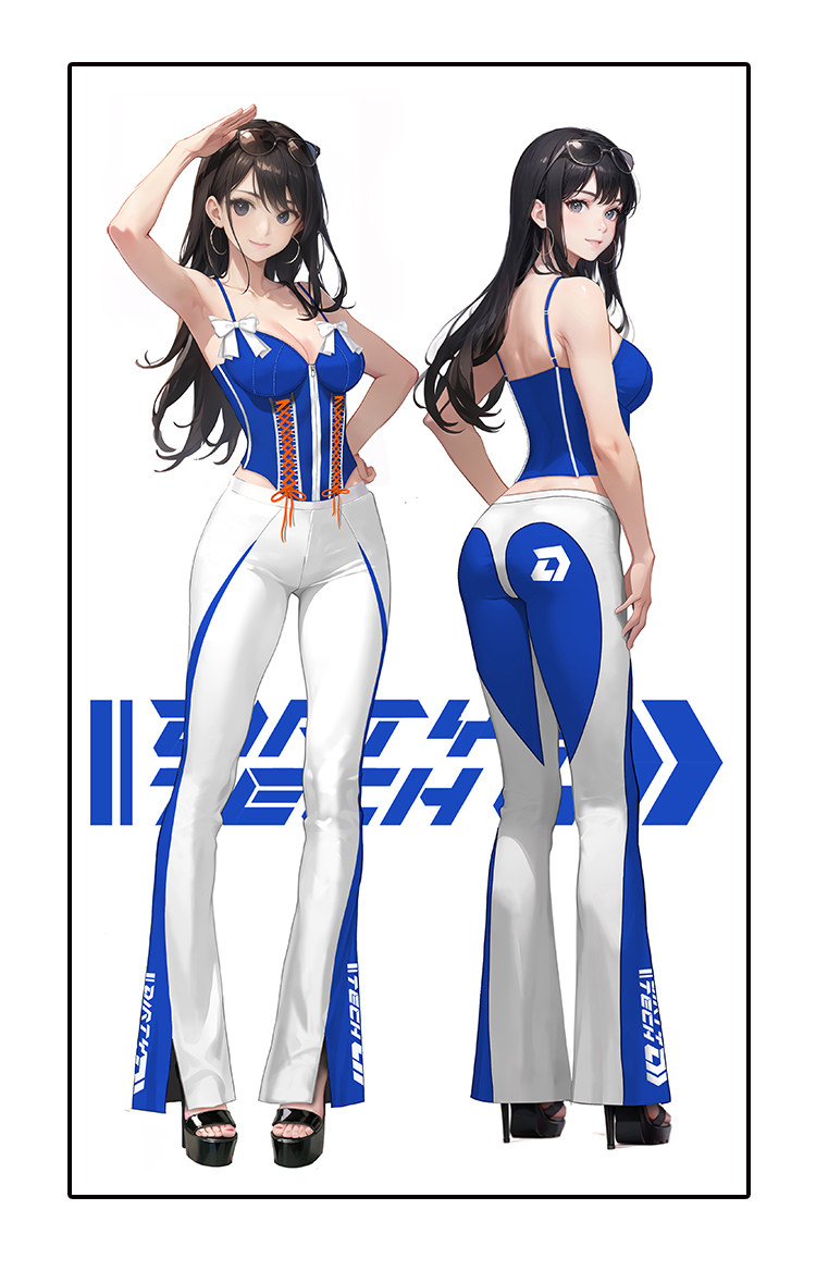 ブルー＆ホワイト　レースガール　コスプレ衣装　トップス＆ズボンセット-7