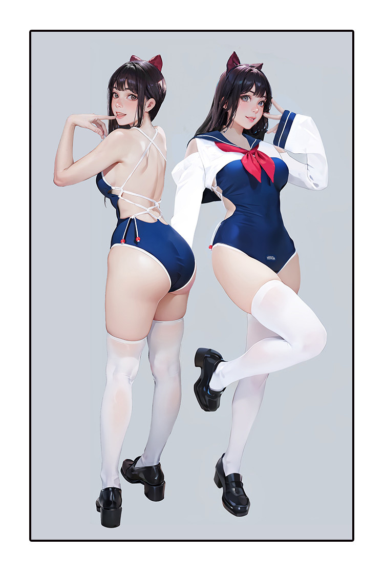 セーラートップス＆水着セット　セクシーコスチューム-11