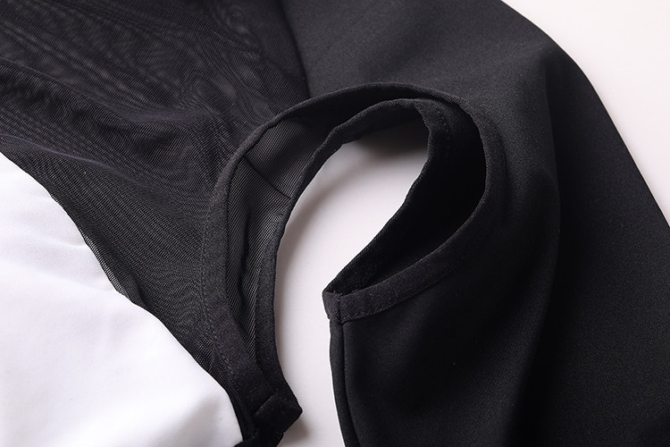 ブラック/ホワイト　長袖　体操服　トップス＆パンツセット-6