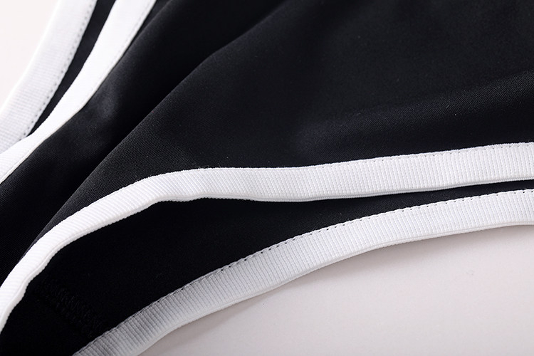 ブラック/ホワイト　長袖　体操服　トップス＆パンツセット-7