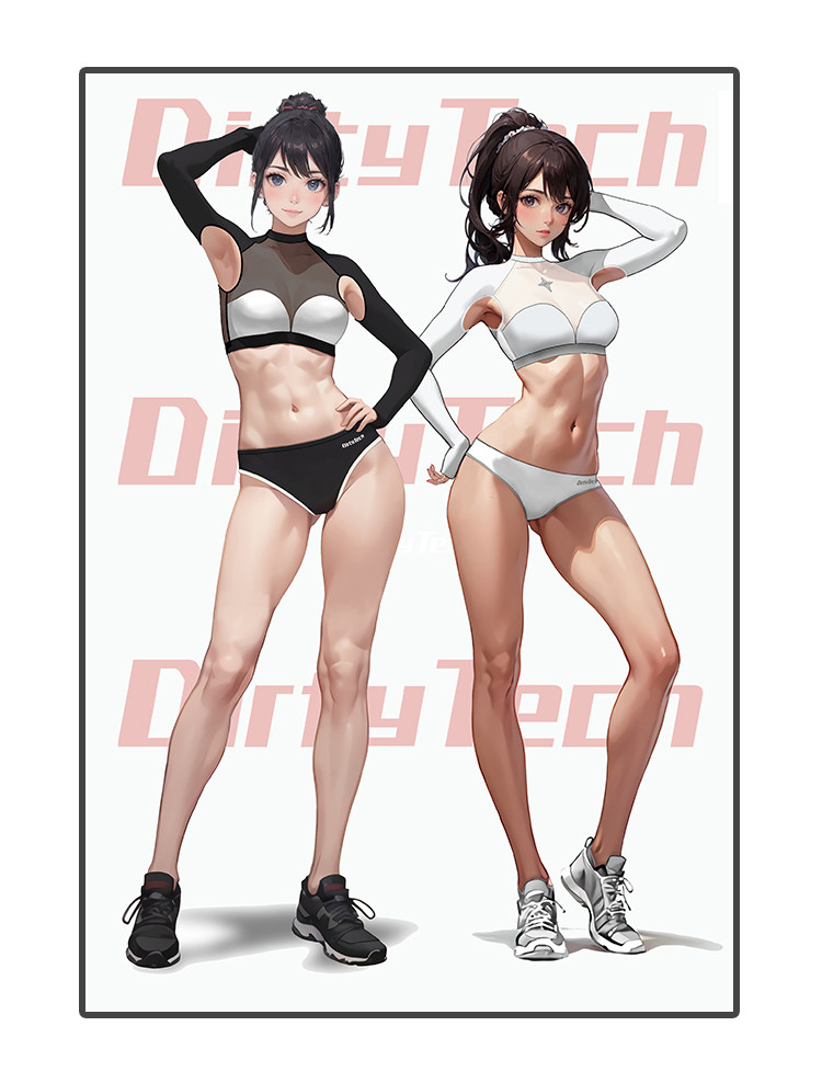 ブラック/ホワイト　長袖　体操服　トップス＆パンツセット-12