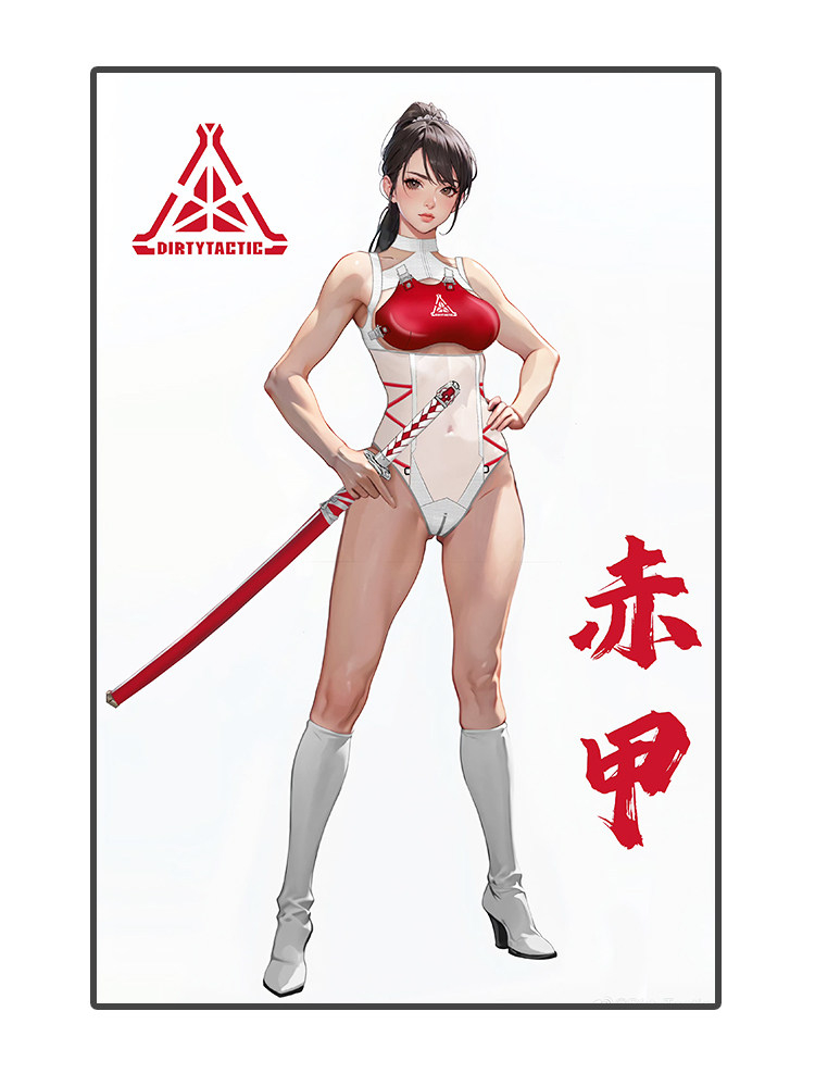 レッド＆ホワイト　タクティカルサイバーレオタード　セクシーコスチューム　コスプレ衣装-8