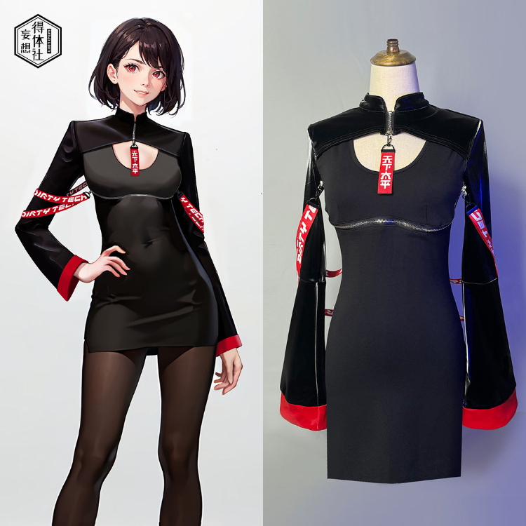 ブラック/ホワイト　タイトスカート　コスプレ衣装-4