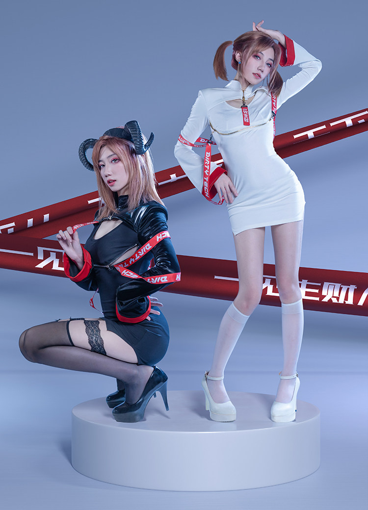 ブラック/ホワイト　タイトスカート　コスプレ衣装-15