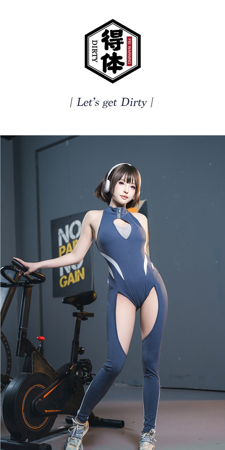 ヨガボディスーツ　袖なし　股間ファスナー付き　セクシーコスチューム　コスプレ衣装-1