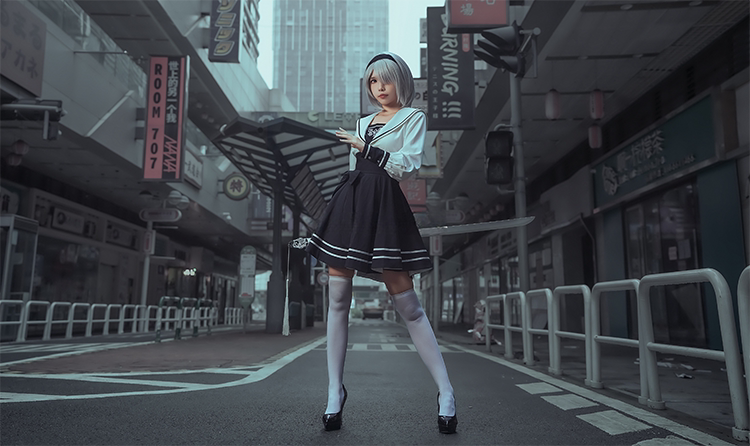 ブラック＆ホワイト　アニメコスプレドレス　セーラー服　コスプレ衣装-11