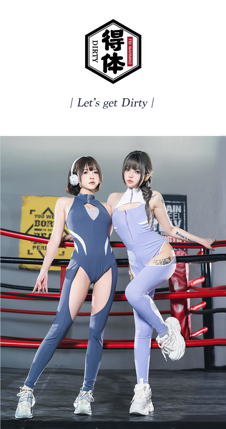 紫色　ヨガボディスーツ　袖なし　セクシーコスチューム　コスプレ衣装-1
