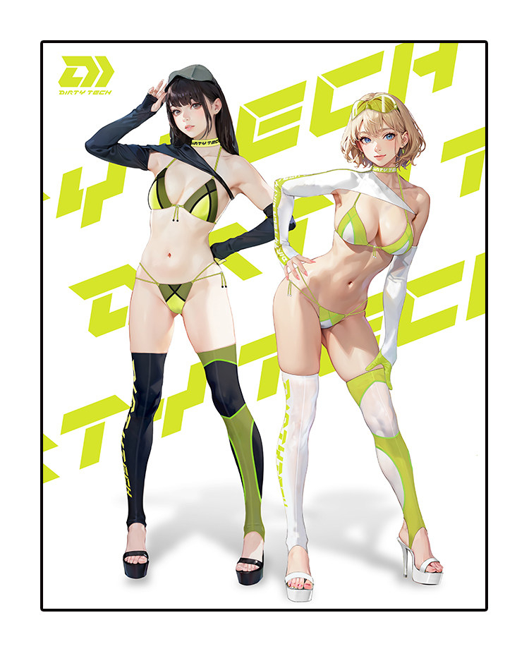 ブラック/ホワイト　長袖　レースクイーン風　セクシーコスチュームセット-4