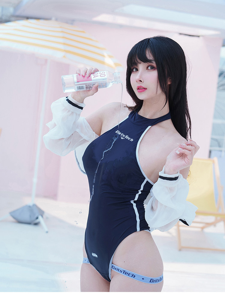 ブラック/ホワイト　海月姫　セーラートップス＆水着セット-13