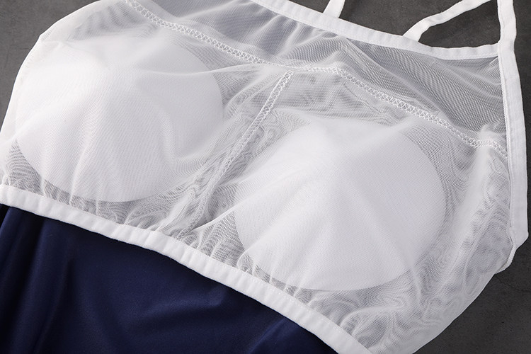 ダークブルー　セクシー水着　半透明ジャケット付き-5