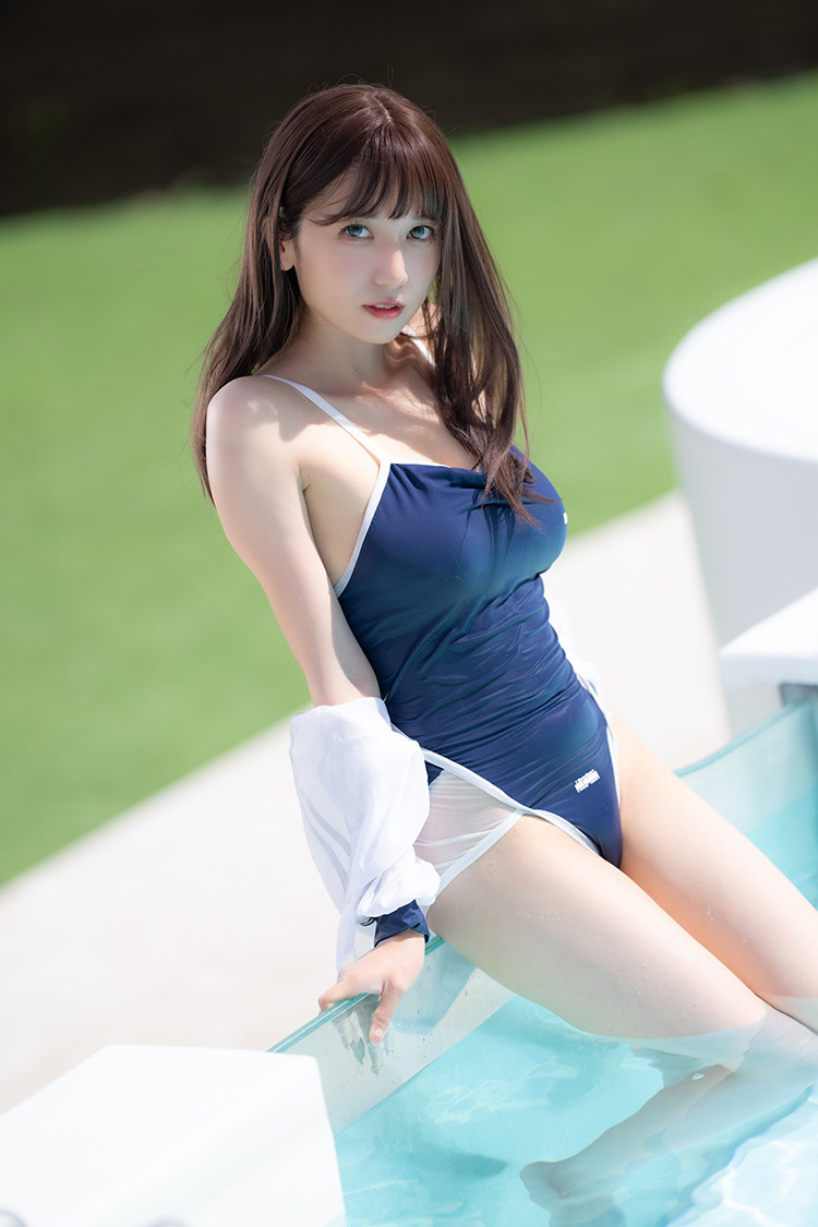 ダークブルー　セクシー水着　半透明ジャケット付き-13