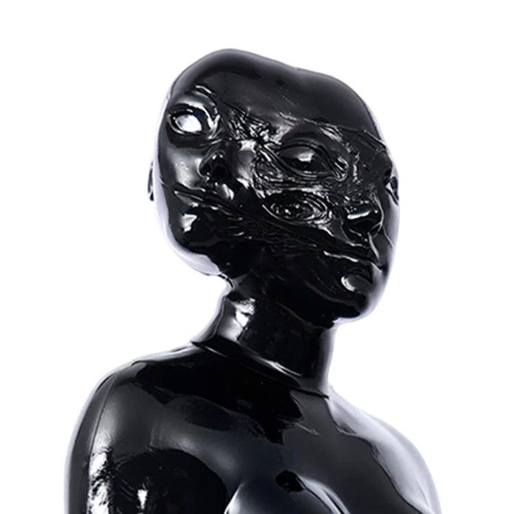 富江　分裂顔　光沢シリコン素材製　ブラック/肌色　ハロウィン　コスプレ　面白いフィメールマスク-9