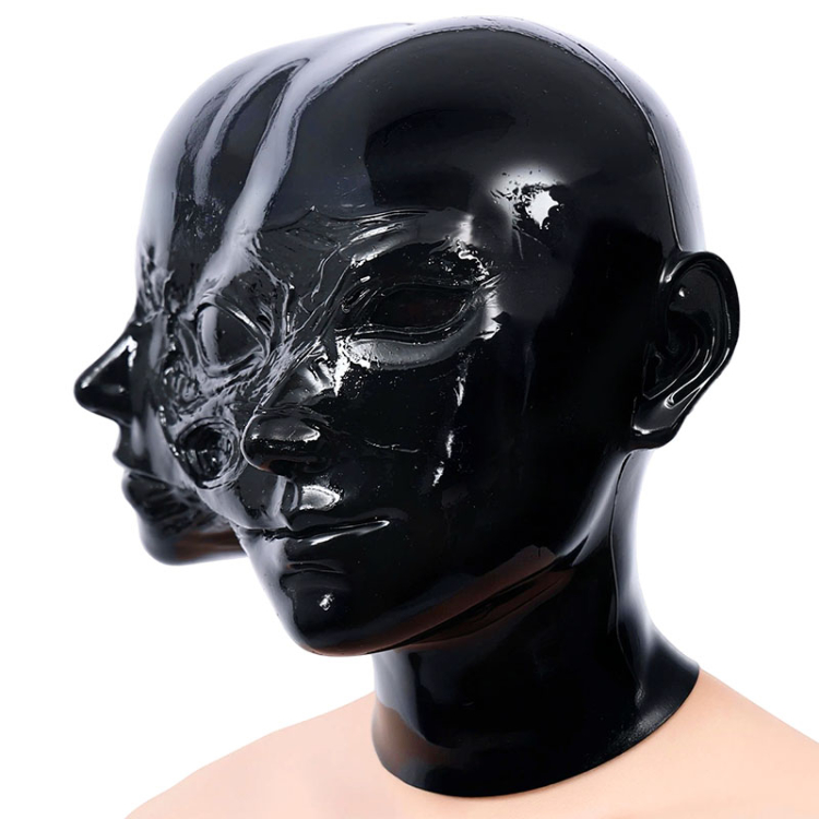 富江　分裂顔　光沢シリコン素材製　ブラック/肌色　ハロウィン　コスプレ　面白いフィメールマスク-12