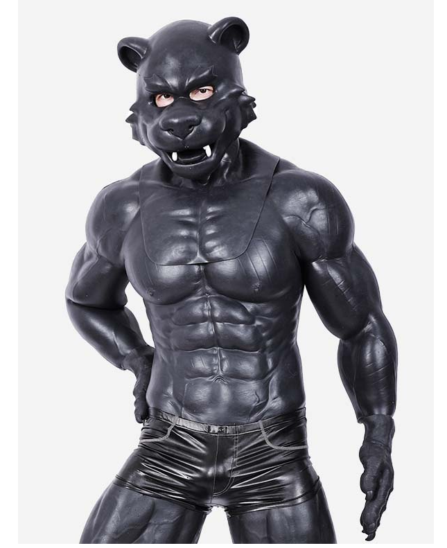 黒虎 獣人変身コスプレ シリコン筋肉スーツ 虎のマスク＆袖付き